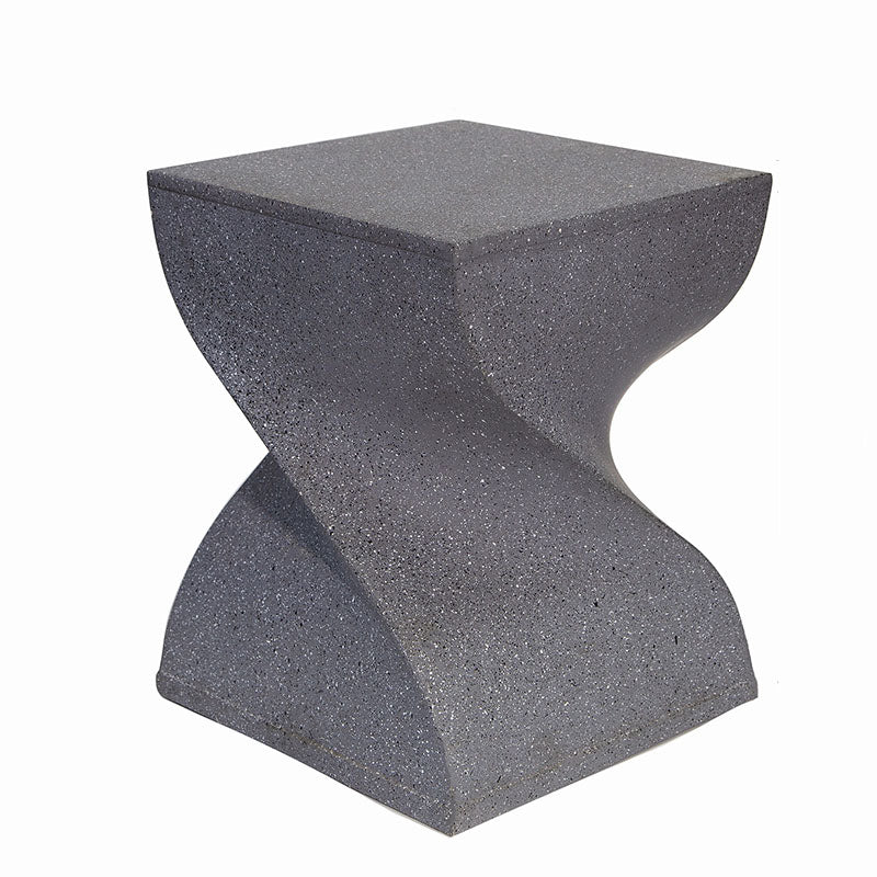 Contemporary Creative Square Spiral Magnesium Oxide Side Table 1-Tier For Living Room