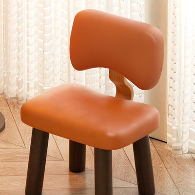 Chaise sans accoudoirs pour enfants moderne minimaliste en bois massif carré avec dossier en éponge et simili cuir pour salon 
