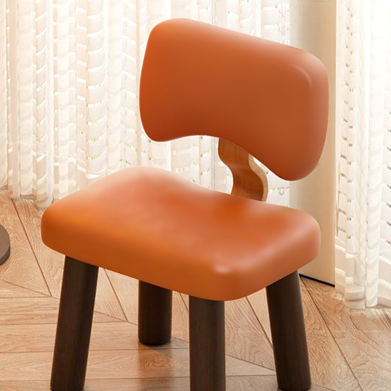 Chaise sans accoudoirs pour enfants moderne minimaliste en bois massif carré avec dossier en éponge et simili cuir pour salon 