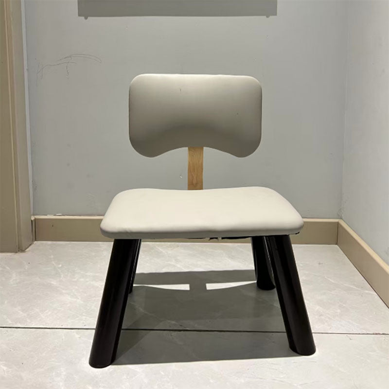 Chaise sans accoudoirs pour enfants moderne minimaliste en bois massif carré avec dossier en éponge et simili cuir pour salon 