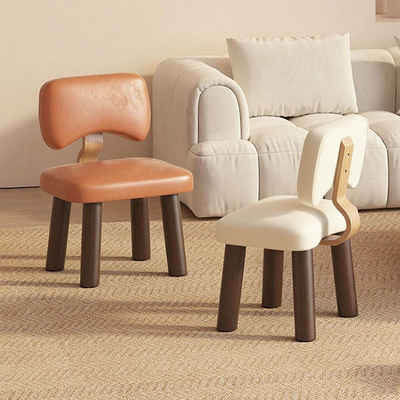 Chaise sans accoudoirs pour enfants moderne minimaliste en bois massif carré avec dossier en éponge et simili cuir pour salon 