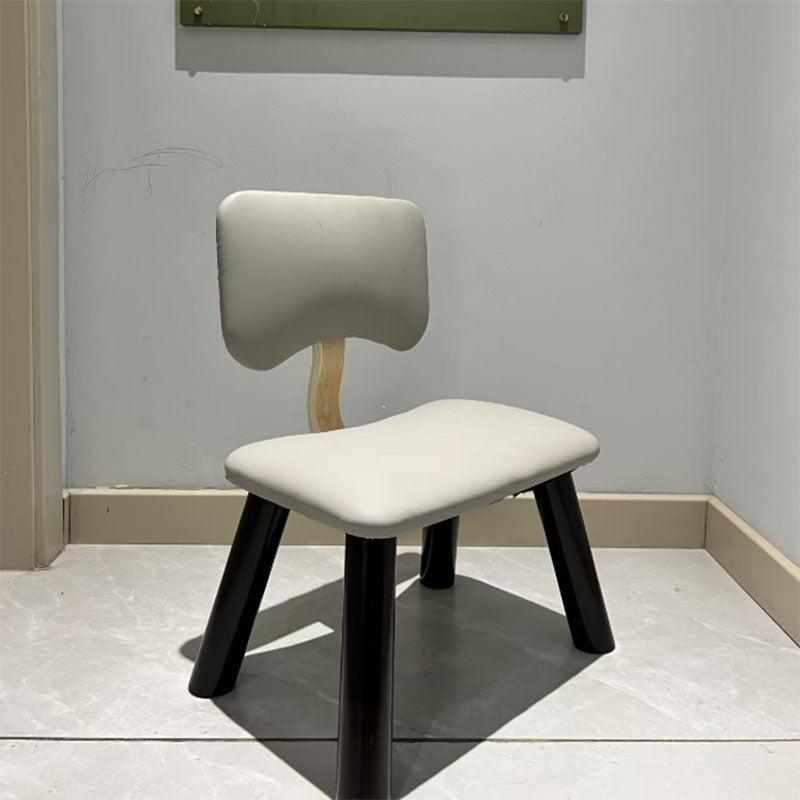 Chaise sans accoudoirs pour enfants moderne minimaliste en bois massif carré avec dossier en éponge et simili cuir pour salon 