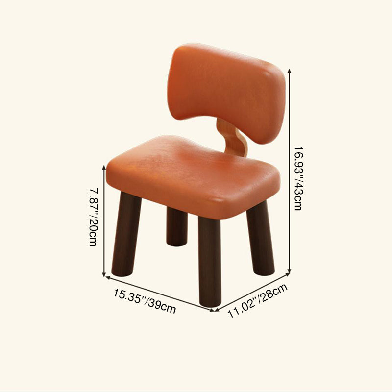 Chaise sans accoudoirs pour enfants moderne minimaliste en bois massif carré avec dossier en éponge et simili cuir pour salon 