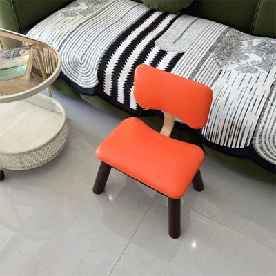 Chaise sans accoudoirs pour enfants moderne minimaliste en bois massif carré avec dossier en éponge et simili cuir pour salon 