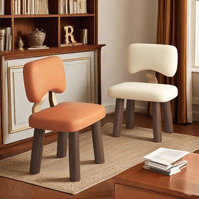 Chaise sans accoudoirs pour enfants moderne minimaliste en bois massif carré avec dossier en éponge et simili cuir pour salon 