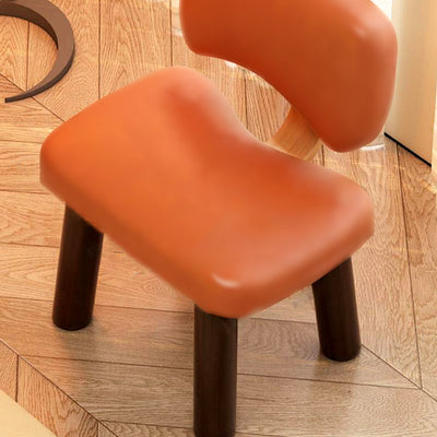 Chaise sans accoudoirs pour enfants moderne minimaliste en bois massif carré avec dossier en éponge et simili cuir pour salon 