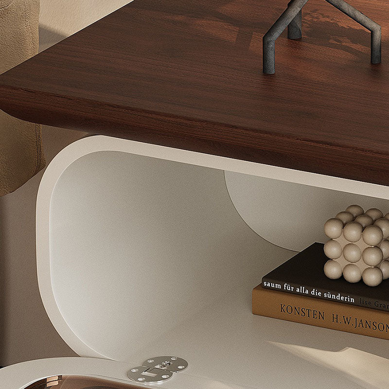 Table de chevet moderne minimaliste carré en bois massif avec verre à 2 tiroirs pour chambre 