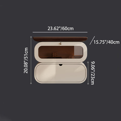 Table de chevet moderne minimaliste carré en bois massif avec verre à 2 tiroirs pour chambre 