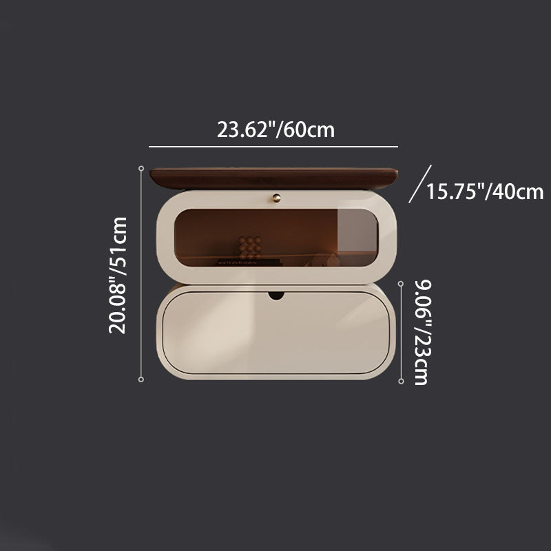 Table de chevet moderne minimaliste carré en bois massif avec verre à 2 tiroirs pour chambre 