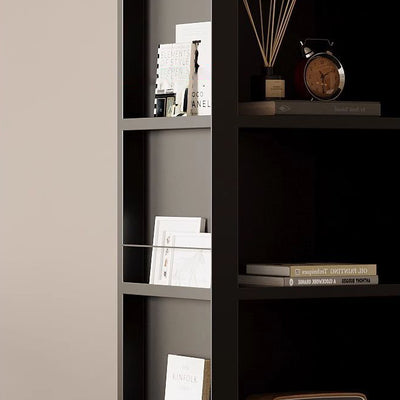 Modern Minimalist Rotatable Arched Carbon Steel Bookshelves 5-Tier With Mirror For Living Room