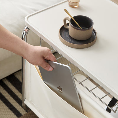Modern Minimalist Movable Square PU Leather Metal Vacuum-Formed Board Side Table 3-Tier For Living Room