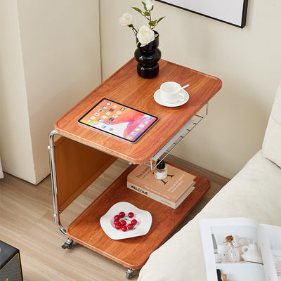 Modern Minimalist Movable Square PU Leather Metal Vacuum-Formed Board Side Table 3-Tier For Living Room