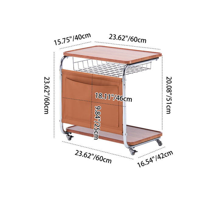 Mesa auxiliar de 3 niveles moderna minimalista, móvil, cuadrada, de cuero PU, acero al carbono y MDF para sala de estar 