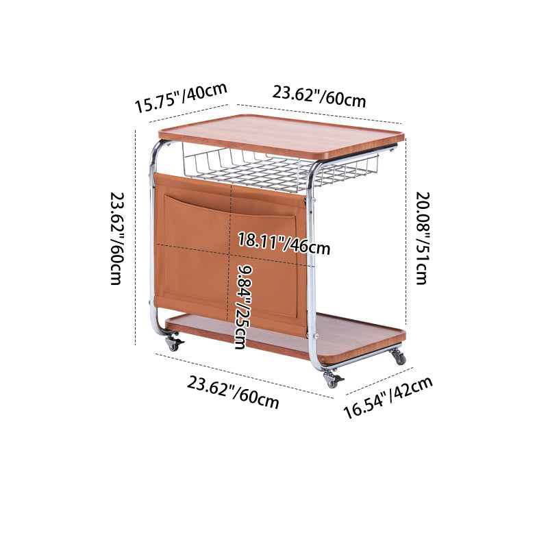 Modern Minimalist Movable Square PU Leather Metal Vacuum-Formed Board Side Table 3-Tier For Living Room