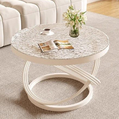 Contemporary Nordic Round Metal Glass Coffee Table 1-Tier For Living Room