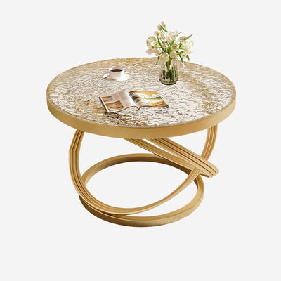 Contemporary Nordic Round Metal Glass Coffee Table 1-Tier For Living Room