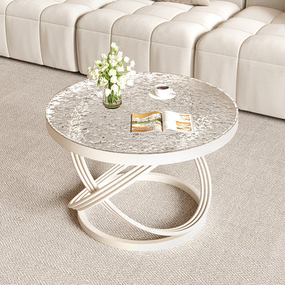 Contemporary Nordic Round Metal Glass Coffee Table 1-Tier For Living Room