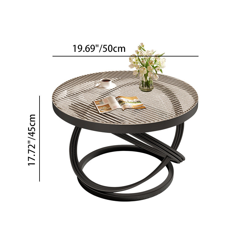 Contemporary Nordic Round Metal Glass Coffee Table 1-Tier For Living Room
