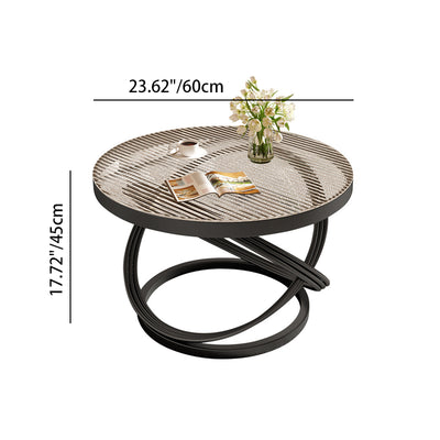 Contemporary Nordic Round Metal Glass Coffee Table 1-Tier For Living Room