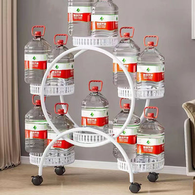 Modern Minimalist Movable Round Ferris Wheel-Shaped Iron Display Rack 4/6/8-Tray For Balcony