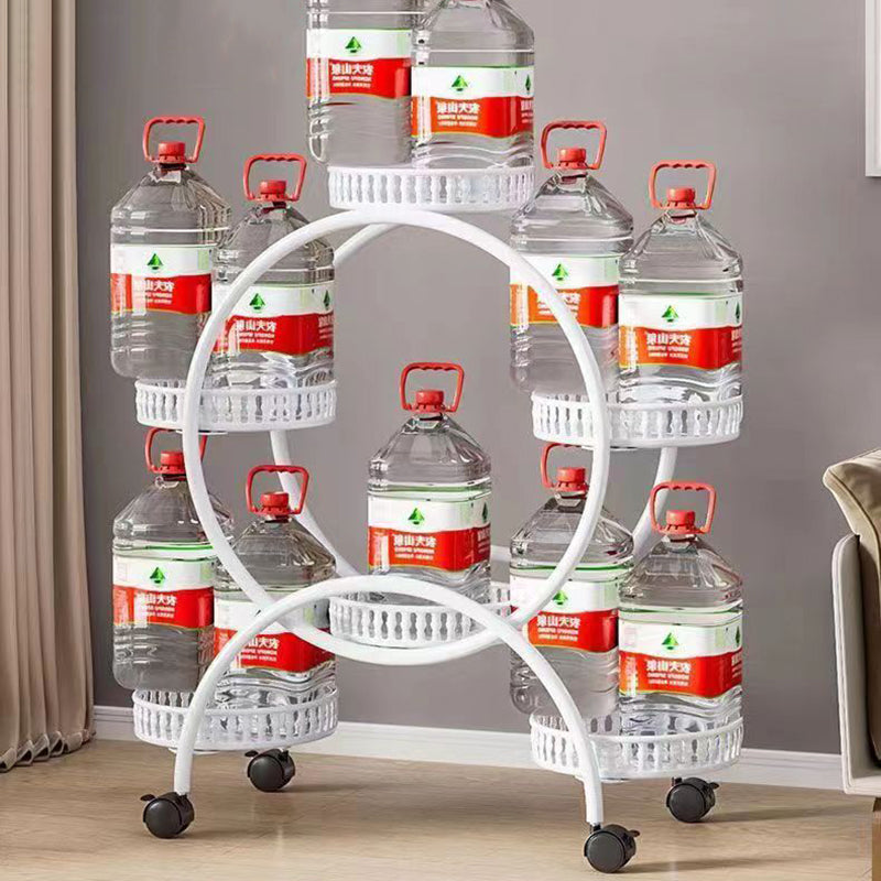 Modern Minimalist Movable Round Ferris Wheel-Shaped Iron Display Rack 4/6/8-Tray For Balcony