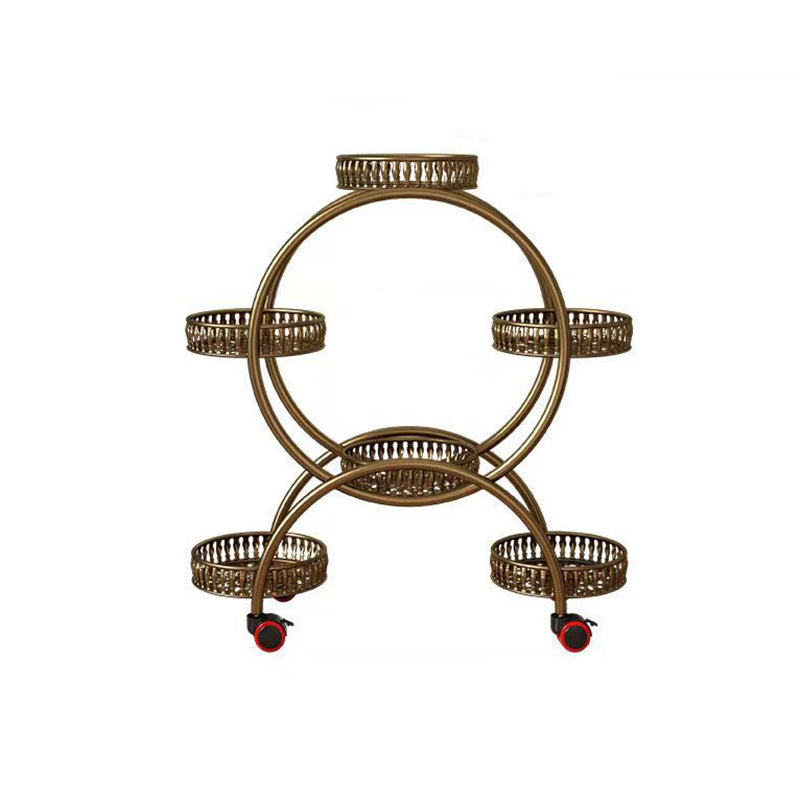 Moderner minimalistischer beweglicher runder Ausstellungsständer aus Karbonstahl in Riesenradform mit 4/6/8 Ablagen für den Balkon 