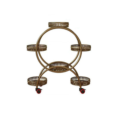 Modern Minimalist Movable Round Ferris Wheel-Shaped Iron Display Rack 4/6/8-Tray For Balcony