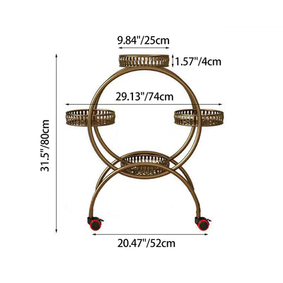 Modern Minimalist Movable Round Ferris Wheel-Shaped Iron Display Rack 4/6/8-Tray For Balcony