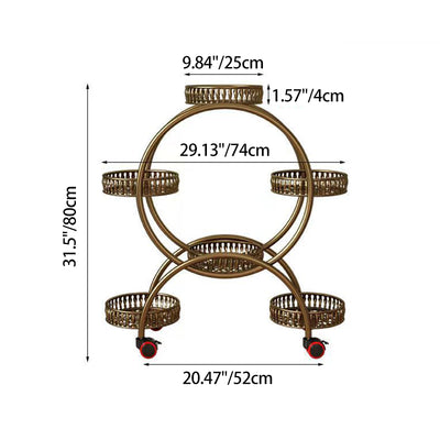 Modern Minimalist Movable Round Ferris Wheel-Shaped Iron Display Rack 4/6/8-Tray For Balcony