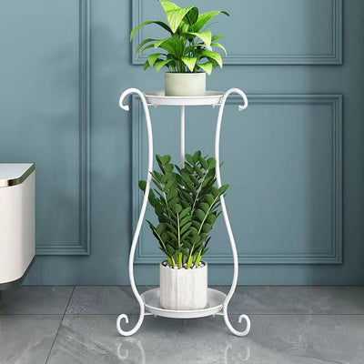 Modern Minimalist Round Iron Display Rack 2-Tray For Living Room