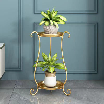 Modern Minimalist Round Iron Display Rack 2-Tray For Living Room