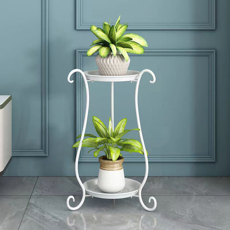 Modern Minimalist Round Iron Display Rack 2-Tray For Living Room