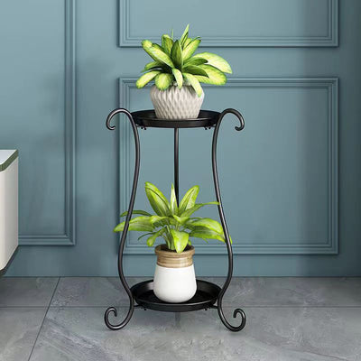 Modern Minimalist Round Iron Display Rack 2-Tray For Living Room