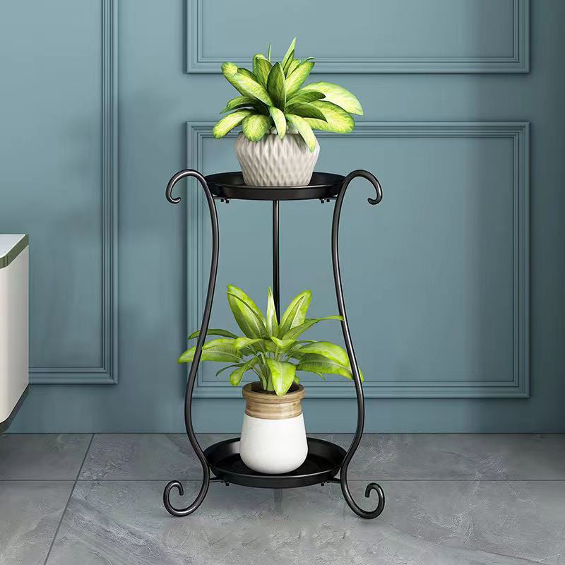 Modern Minimalist Round Iron Display Rack 2-Tray For Living Room