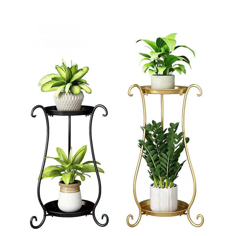 Modern Minimalist Round Iron Display Rack 2-Tray For Living Room