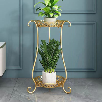 Modern Minimalist Round Iron Display Rack 2-Tray For Living Room