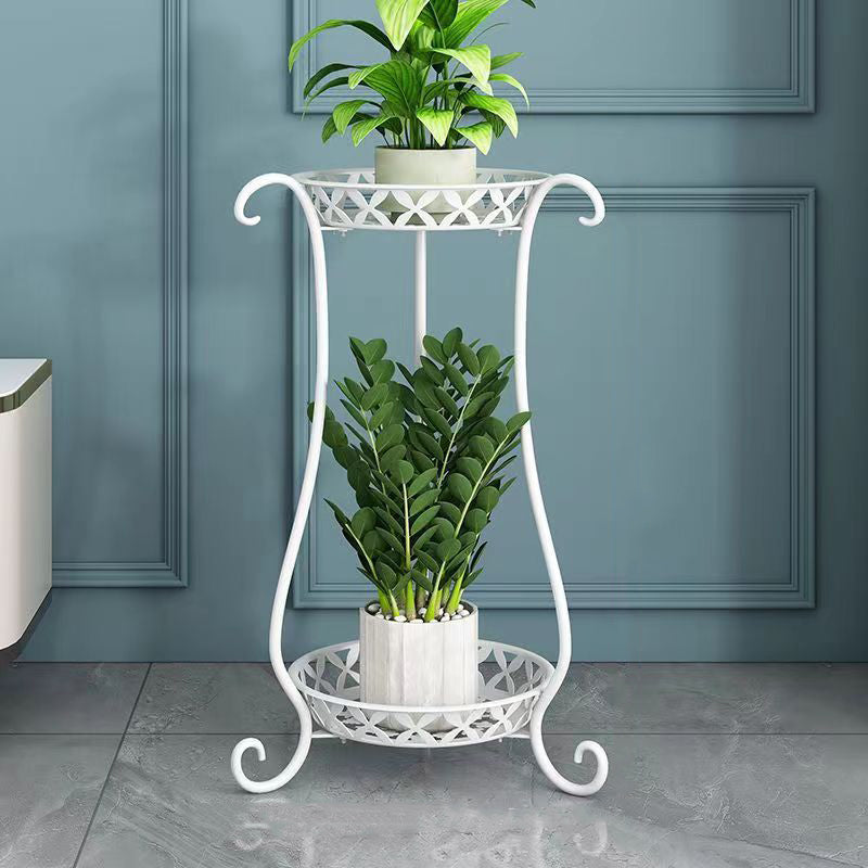 Modern Minimalist Round Iron Display Rack 2-Tray For Living Room