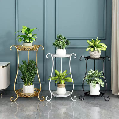 Modern Minimalist Round Iron Display Rack 2-Tray For Living Room