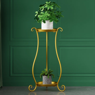 Modern Minimalist Round Iron Display Rack 2-Tray For Living Room