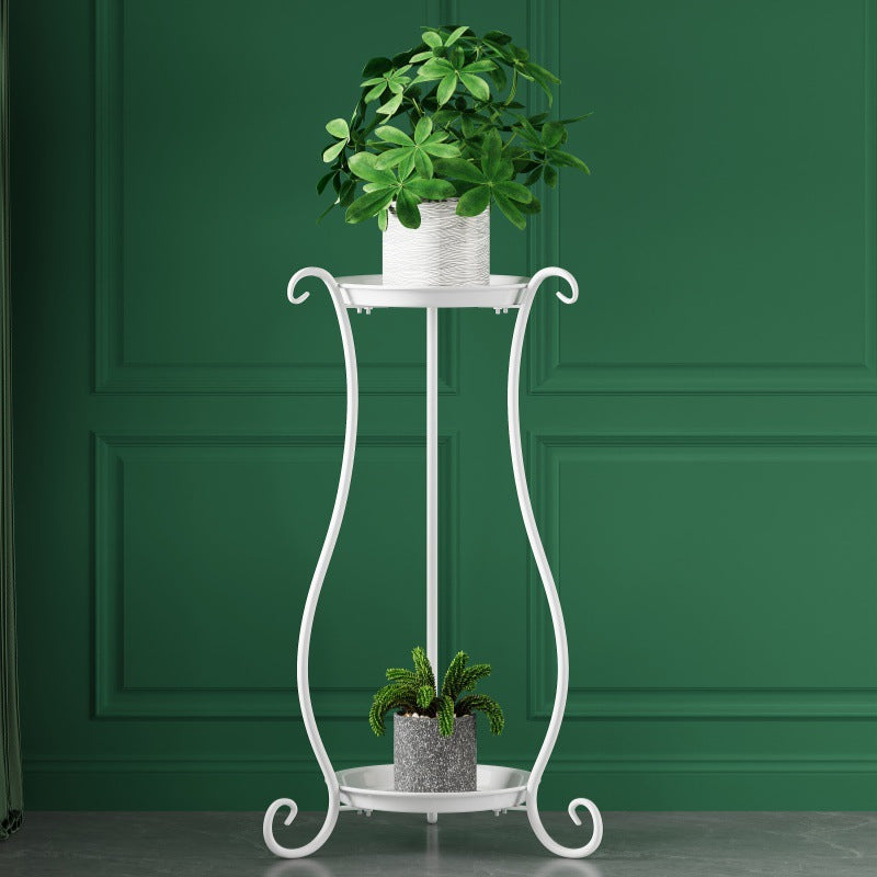 Modern Minimalist Round Iron Display Rack 2-Tray For Living Room