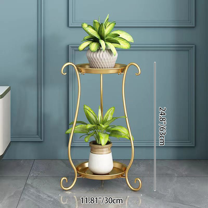 Modern Minimalist Round Iron Display Rack 2-Tray For Living Room