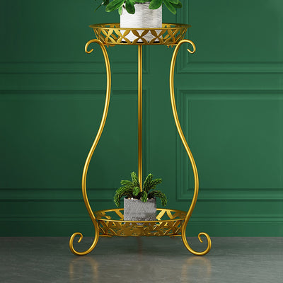 Modern Minimalist Round Iron Display Rack 2-Tray For Living Room