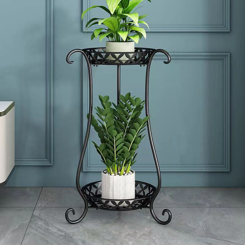 Modern Minimalist Round Iron Display Rack 2-Tray For Living Room