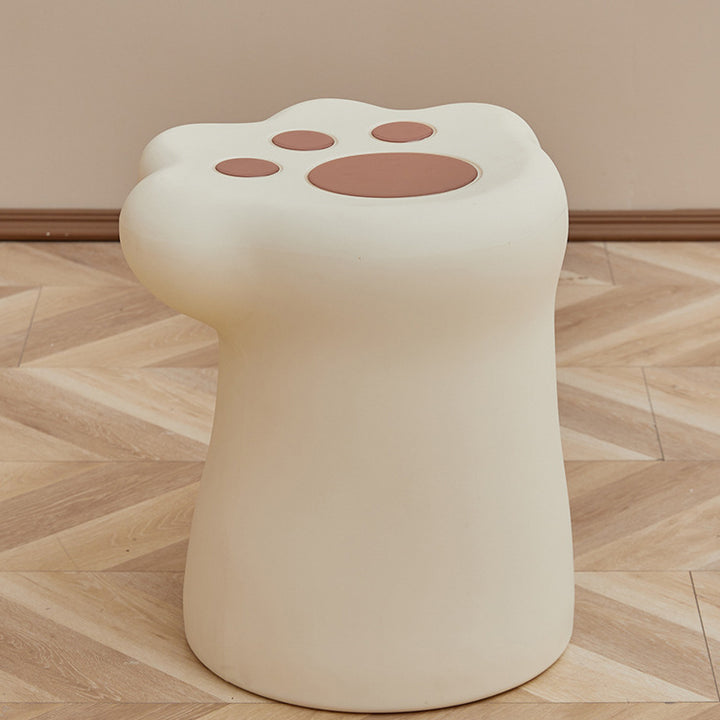 Contemporary Nordic Cylindrical Cat Paw Shape PE Side Table Low Stool Chair For Living Room