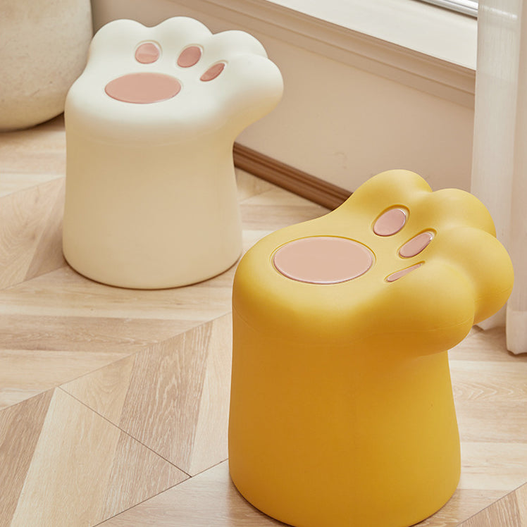 Contemporary Nordic Cylindrical Cat Paw Shape PE Side Table Low Stool Chair For Living Room