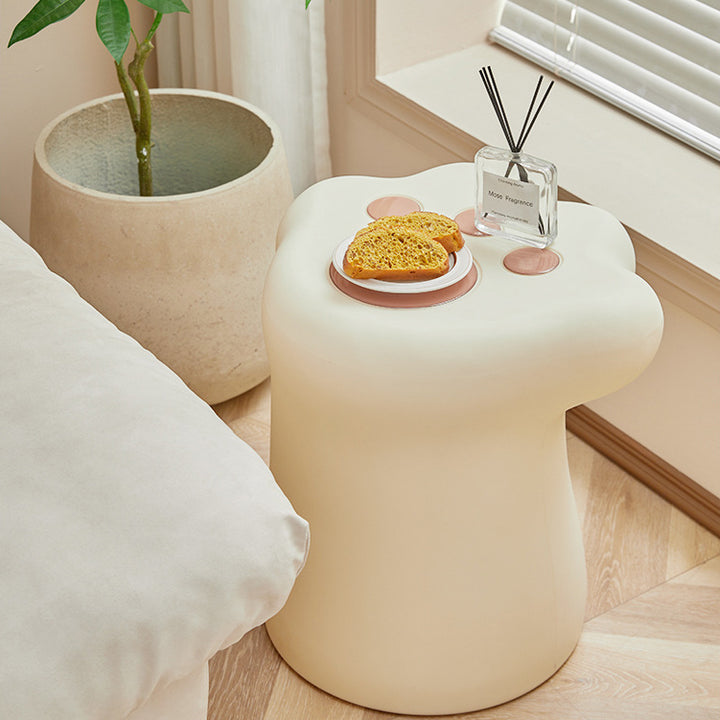 Contemporary Nordic Cylindrical Cat Paw Shape PE Side Table Low Stool Chair For Living Room