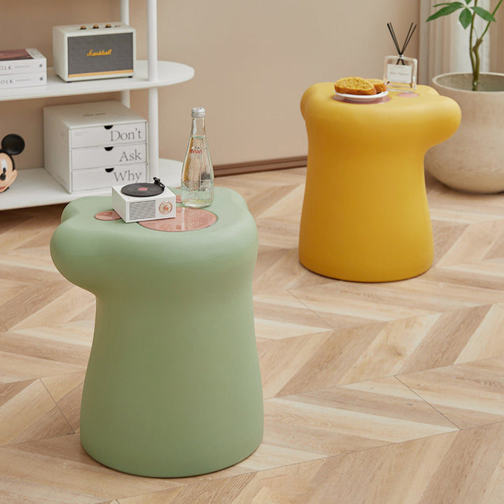 Contemporary Nordic Cylindrical Cat Paw Shape PE Side Table Low Stool Chair For Living Room