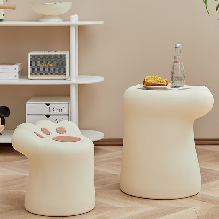 Contemporary Nordic Cylindrical Cat Paw Shape PE Side Table Low Stool Chair For Living Room