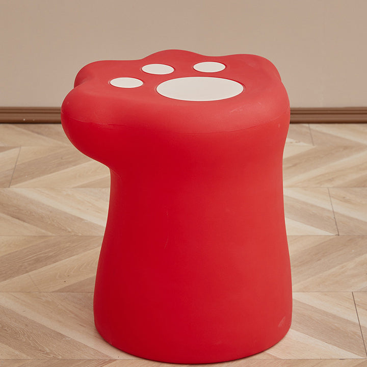Contemporary Nordic Cylindrical Cat Paw Shape PE Side Table Low Stool Chair For Living Room