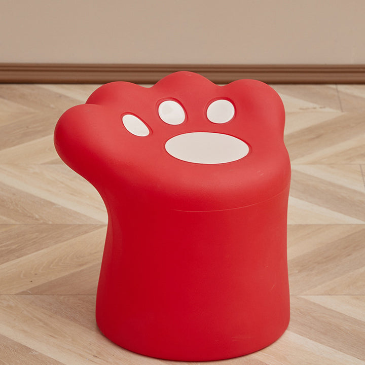Contemporary Nordic Cylindrical Cat Paw Shape PE Side Table Low Stool Chair For Living Room